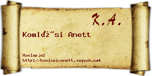 Komlósi Anett névjegykártya